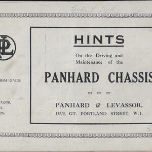 hints  on the driving and maintenace of the Panhard chassis