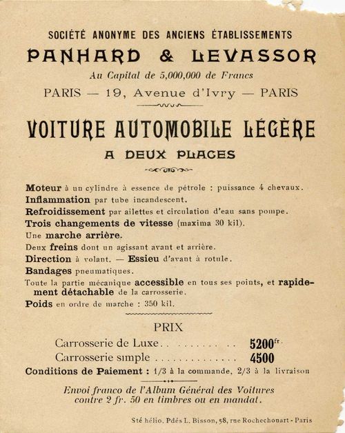 Voiture automobile légère à deux places
