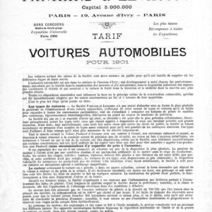 Tarifs voitures pour 1901 (corrigé)