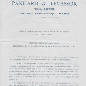 Exposition de la société Panhard & Levassor salon de 1902