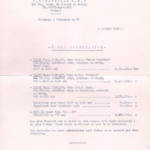Tarif exportation octobre 1953