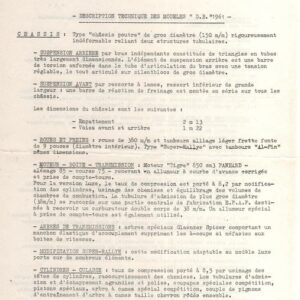 Description technique des modèles D.B 1961