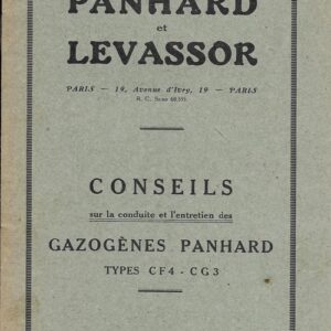 Conseils sur la conduite et l'entretien des gazogènes Panhard types CF4 - CG3