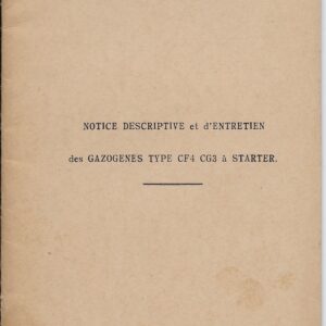 Notice descriptive et d'entretien des gazogènes type CF4 CG3 à starter