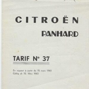 Citroën Panhard - Tarif N° 37