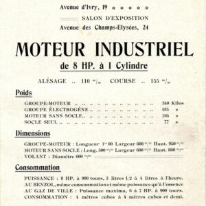 Moteur industriel de 8 HP. à 1 cylindre
