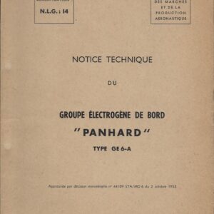 notice technique du groupe électrogène de bord panhard type GE 6-A