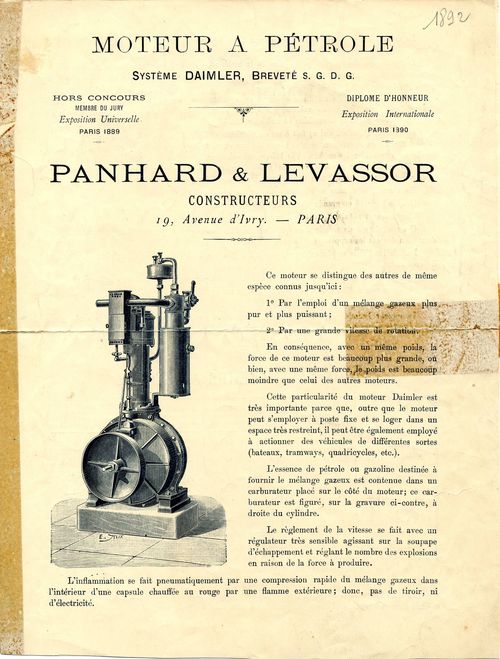 Moteur à pétrole système Daimler breveté S.G.D.G.