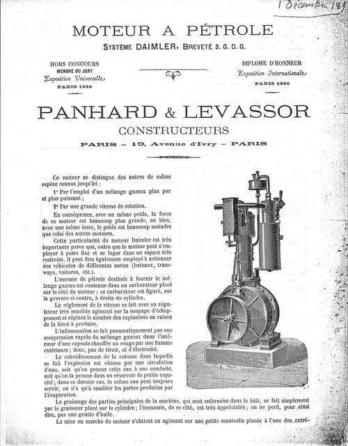 Moteur à pétrole système Daimler breveté S.G.D.G.