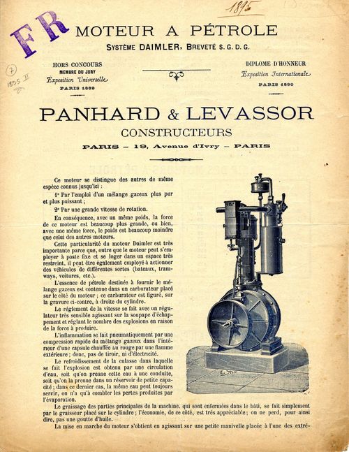 Moteur à pétrole système Daimler breveté S.G.D.G.