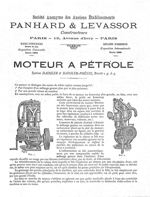 Moteurs à pétroles système Daimler - Phénix