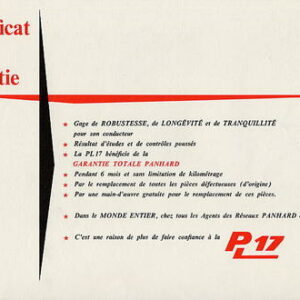 Certificat de garantie PL 17