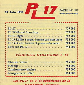 Tarif N° 20