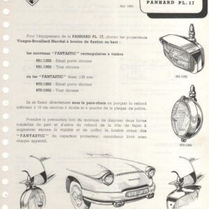 Projecteurs virages - brouillard pour Panhard PL 17