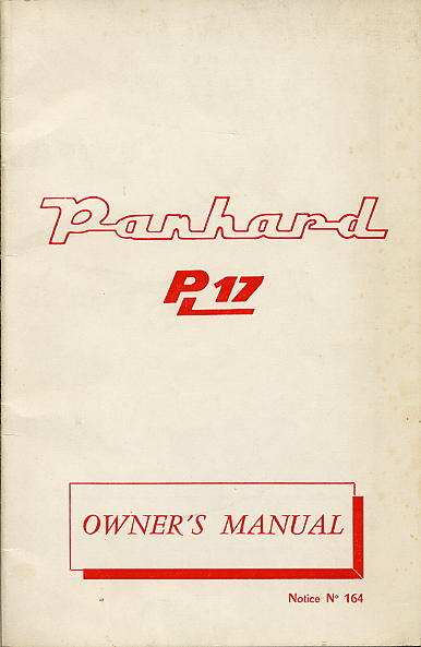Panhard PL 17 Owner's manual