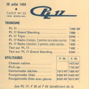 Tarif N° 25