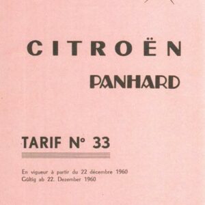 Citroen Panhard - Tarif N° 33