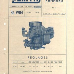 Carburateur Zenith 36 Wim - Panhard PL 17