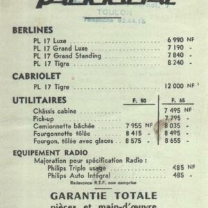 Tarif N° 29