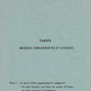 Tarifs marques concurrentes et diverses