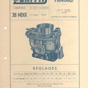 Carburateur Zenith 38 Ndix  - PL 17 Tigre 17 Bt