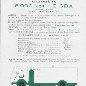 8000 kg ZIGDA direction avancée