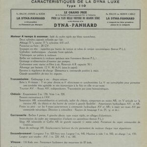 Caractéristiques de la dyna luxe 110