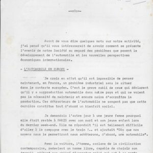 allocution de J. Panhard à la presse du 6 / 9 1960