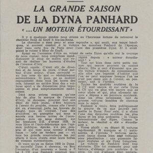 la grande saison de la dyna panhard
