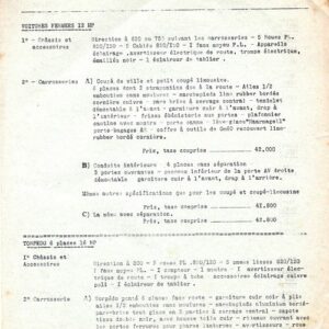 Description et tarif des voitures carrossées