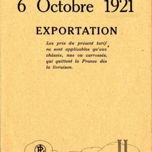 Tarif 6 octobre 1921 exportation