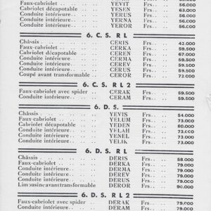 S.A.A.E Panhard & Levassor - Tarif au 6 octobre 1932 - Exportation AT