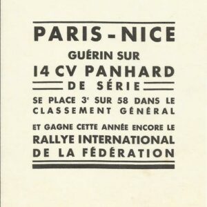 Paris Nice, Guérin sur 14 cv Panhard