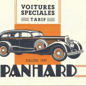 Voitures spéciales - Tarif - Salon 1937 Panhard
