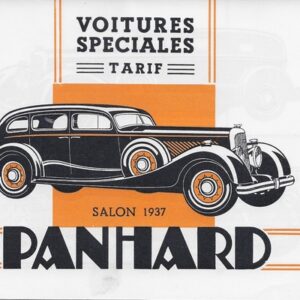 Voitures spéciales - Tarif - Salon 1937 Panhard
