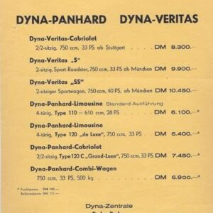 Preiliste Dyna-Panhard Dyna-Veritas