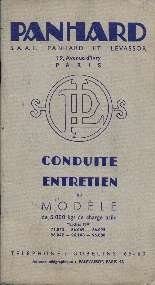 Conduite et entretien du modèle de 5000 kgs de C. U.