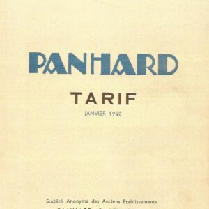 Véhicules industriels Panhard - Tarif janvier 1940