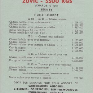 Véhicules industriels tarif au 1 / 1 / 48