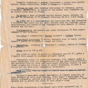 Description de la 3 cv. Panhard traction avant