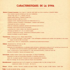 Caractéristiques de la Dyna