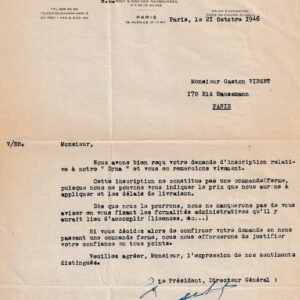 Courrier Mr Gaston Vibert