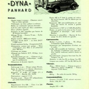 Caractéristiques de la Dyna Panhard