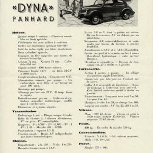 Caractéristiques de la Dyna Panhard