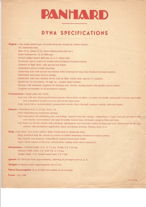 panhard dyna specifications