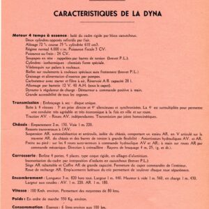 Caractéristiques de la Dyna