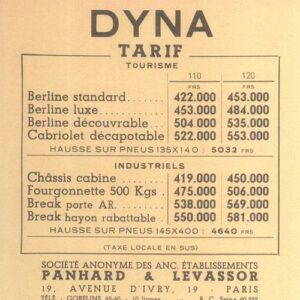 Tarif N° 1