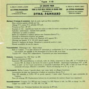Caractéristiques de la dyna luxe type 110
