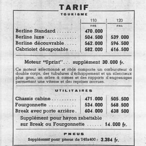 Tarif N° 2