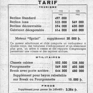 Tarif N° 3